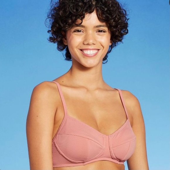 Xhilaration Mauve Ribbed Faux Underwire Bikini Top - Picture 1 of 12
